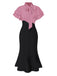 Robe sirène noire à pois et col noué des années 1930