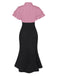 Robe sirène noire à pois et col noué des années 1930
