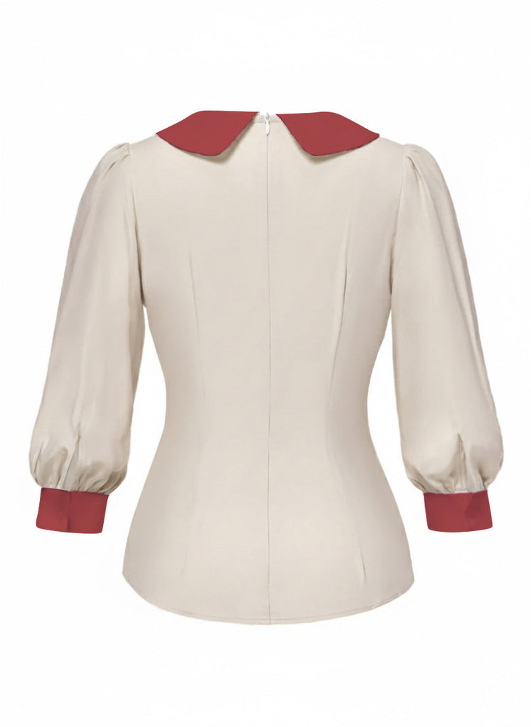 2PCS chemisier rose contrasté et robe grise des années 40