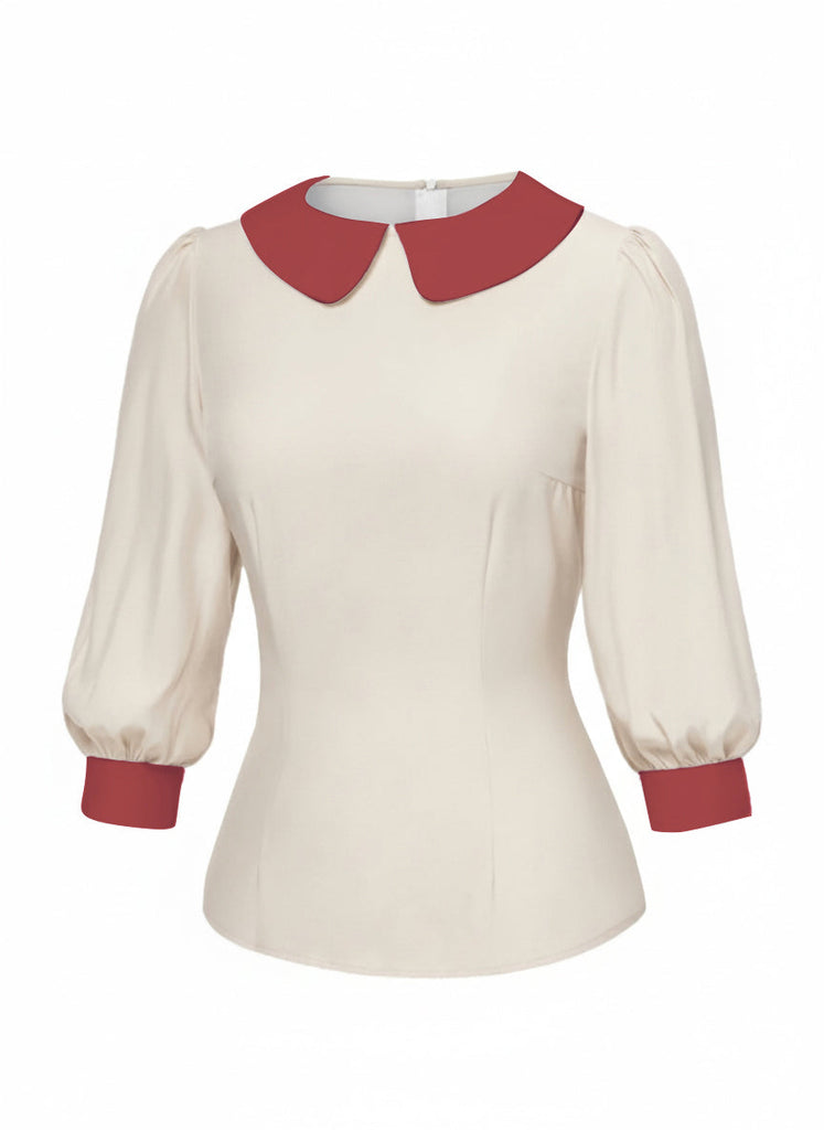 2PCS chemisier rose contrasté et robe grise des années 40