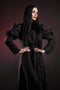 Robe de sorcière noire à fleurs floquées WICKED des années 1940