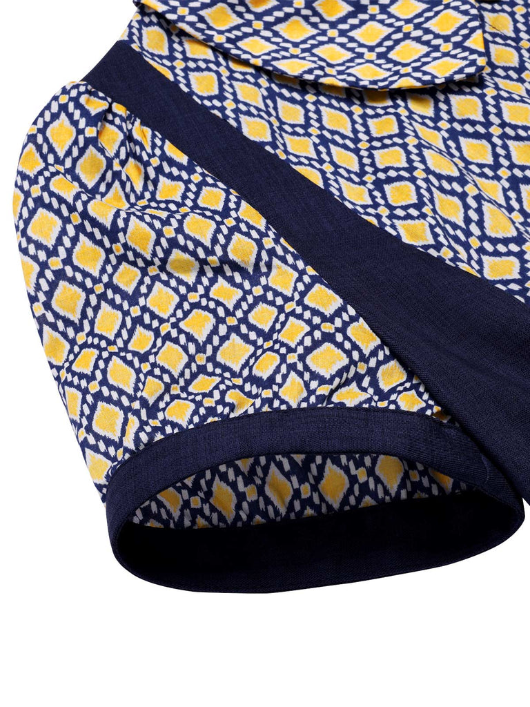 [Pré-vente] Robe bleue carreaux argyle col claudine des années 1960