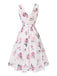 [Prévente] Robe rose en mousseline de soie col V profond années 1940