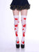 Bas cuissardes blancs et rouges à taches de sang pour Halloween