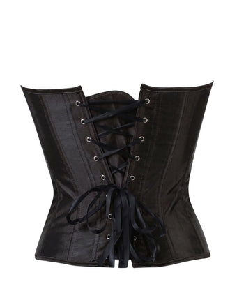 Corset noir brodé de motifs de plumes de paon années 1930