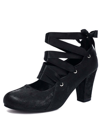 Escarpins vintage Mary Jane à talons épais et ruban