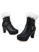 Bottes à talons hauts vintage en fausse fourrure avec boucle