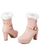 Bottes à talons hauts vintage en fausse fourrure avec boucle