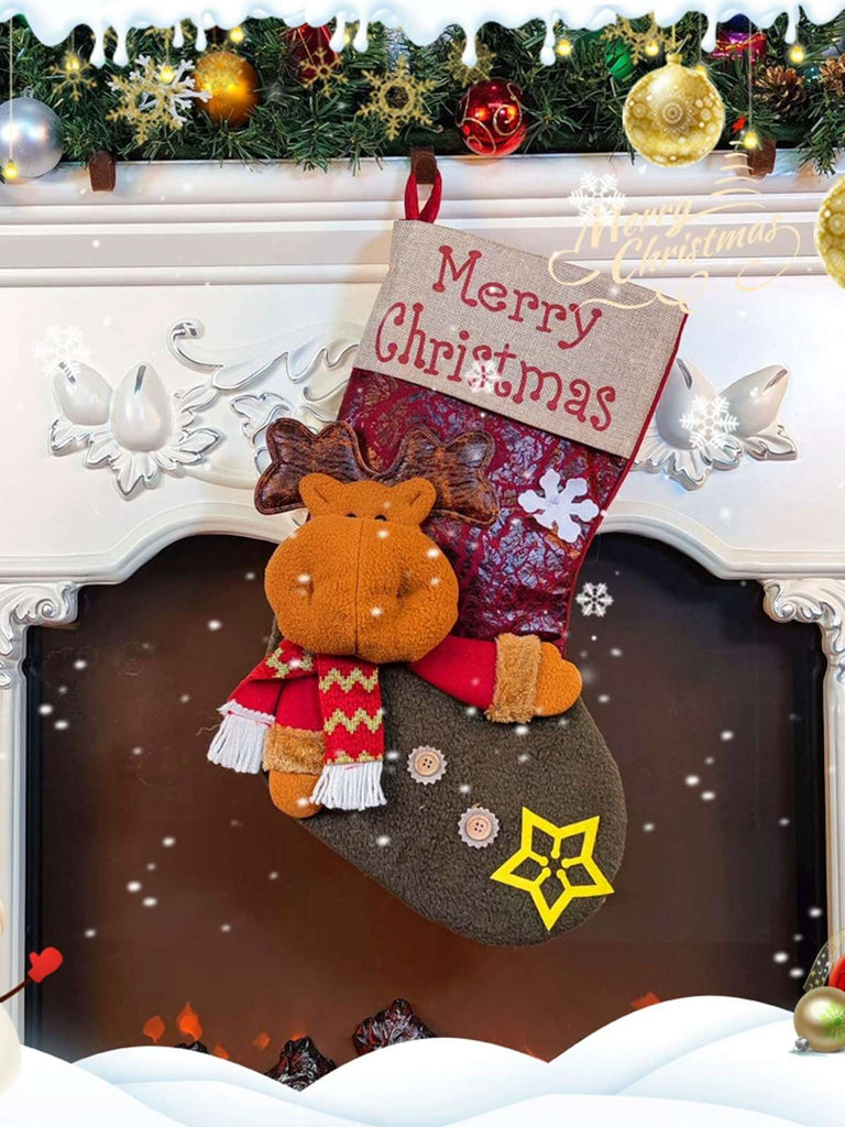 Sac cadeau de bas de Noël 3D à motifs de dessins animés