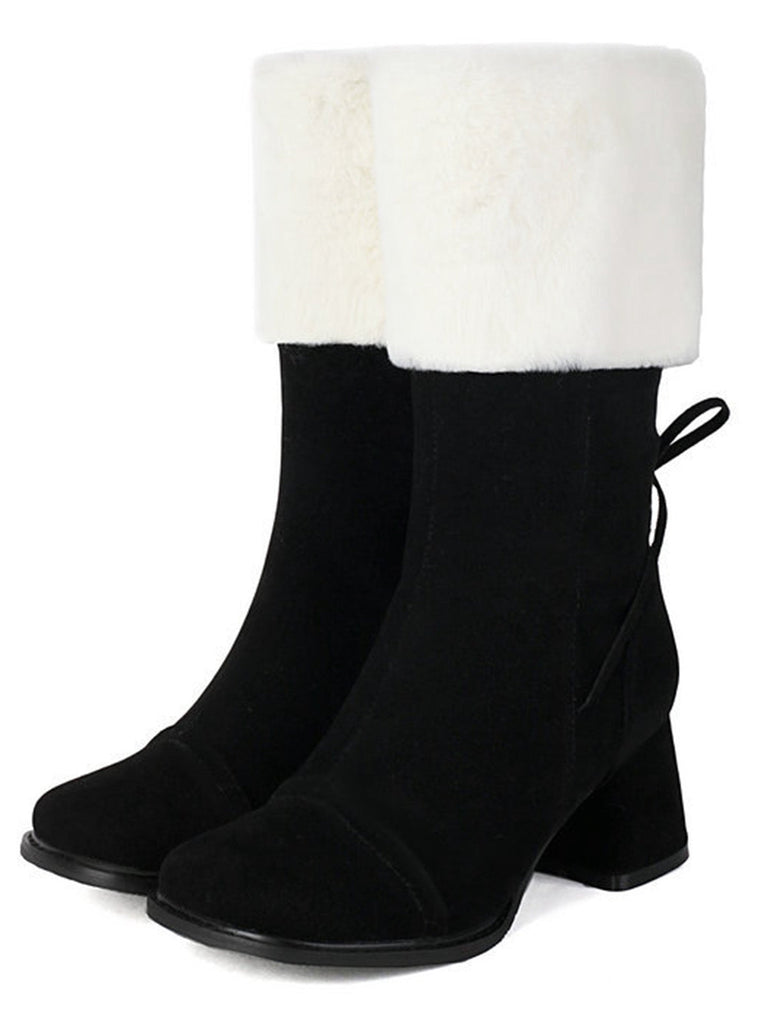 Bottes vintage à semelles épaisses en daim contrasté