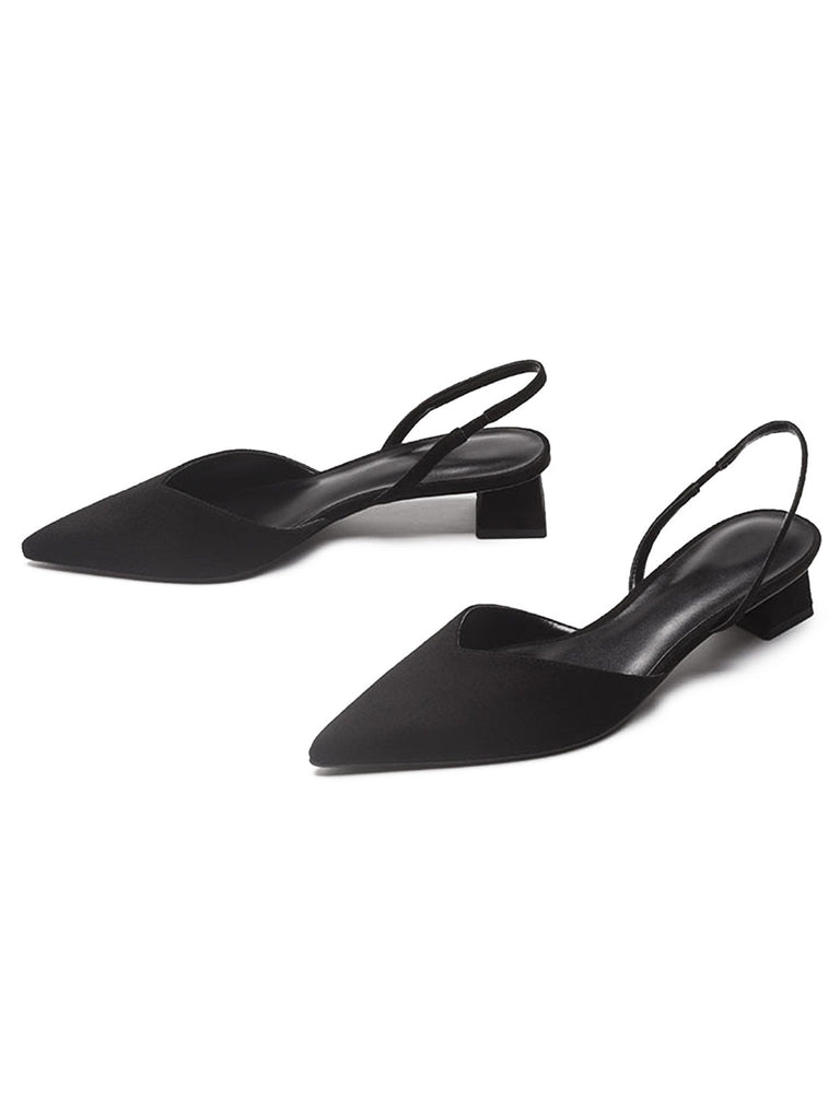 Chaussures à Bout Pointu Bride Arrière Unies à Talon Bloc Bas 6