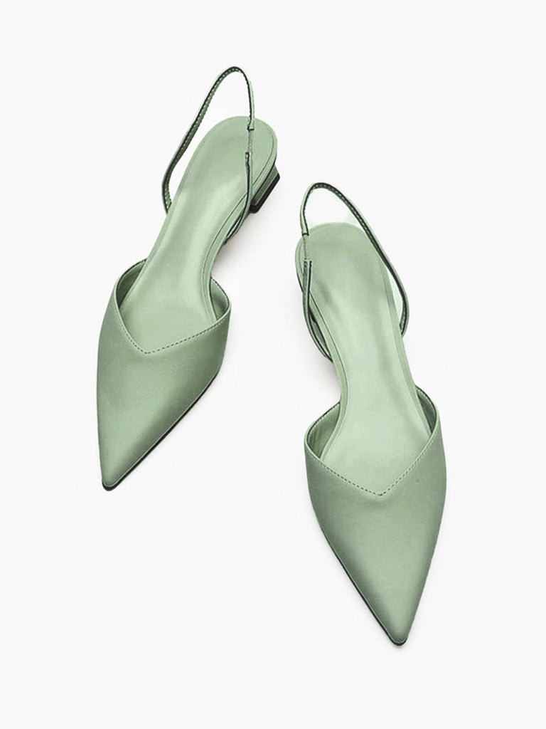 Chaussures à Bout Pointu Bride Arrière Unies à Talon Bloc Bas 4