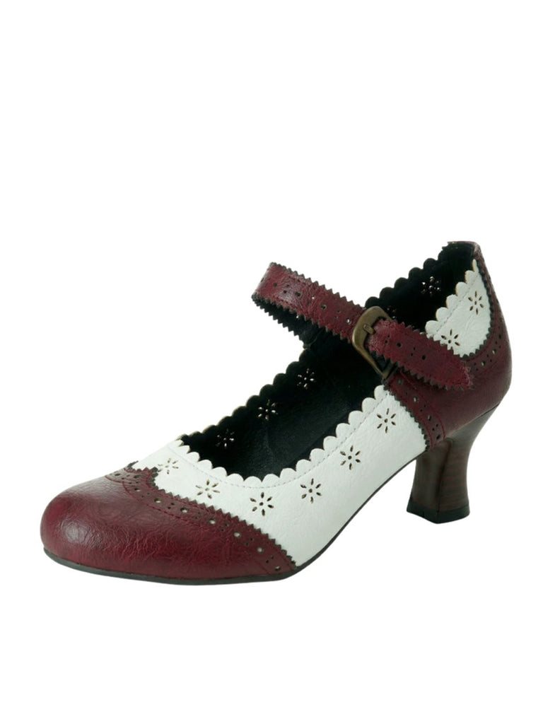 Escarpins vintage motif floral ajouré et semelle épaisse