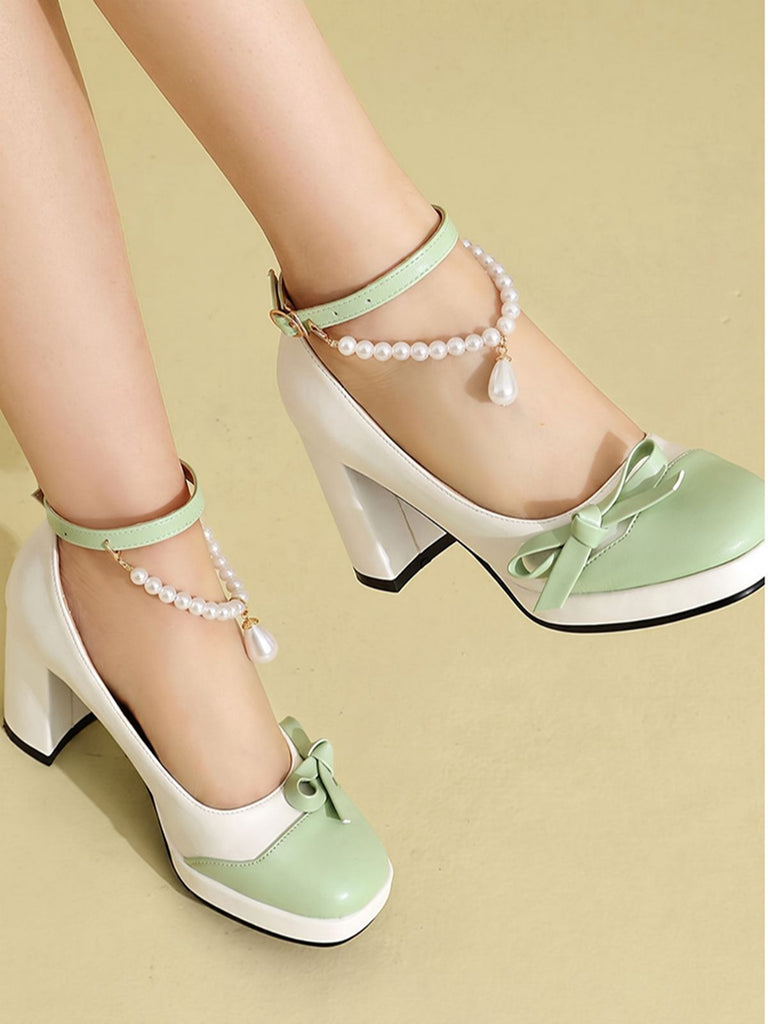 Chaussures à talons épais avec bride cheville