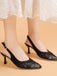 Escarpins Slingback Bout Pointu Dentelle Patchwork Vintage