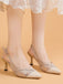 Escarpins Slingback Bout Pointu Dentelle Patchwork Vintage