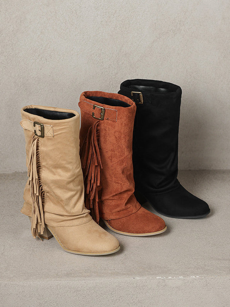 Vintage Frange Mi-Mollet Western Bottes 10