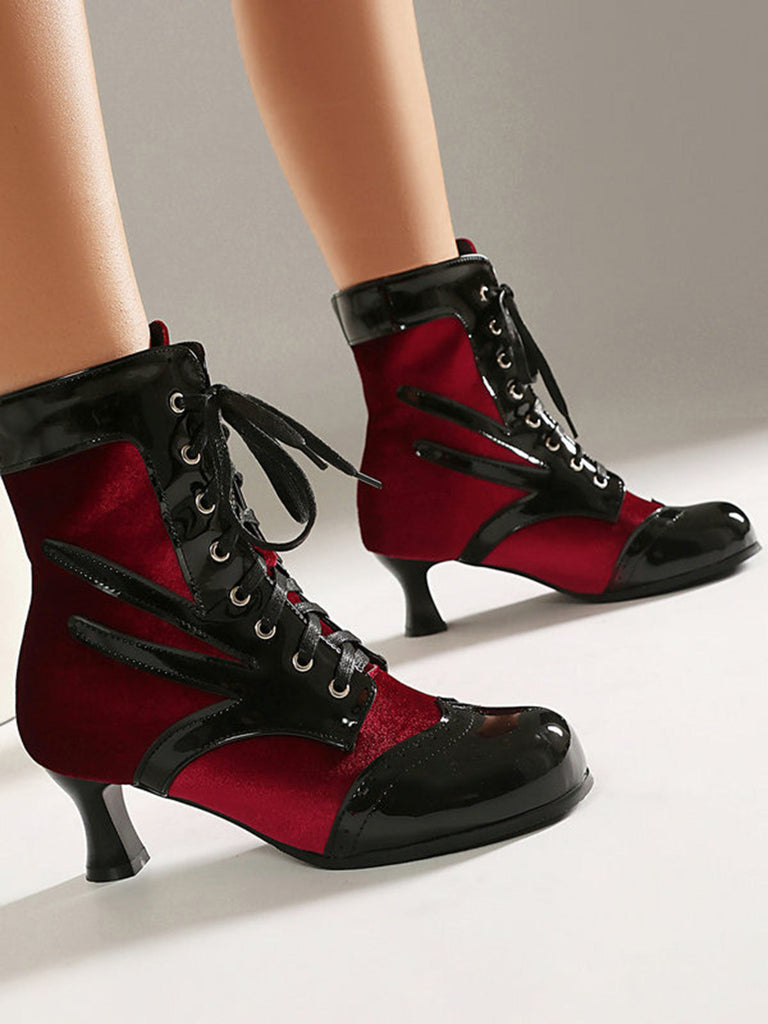 Bottines vintage en velours et cuir verni - 21