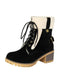 Bottines richelieu en nubuck à lacets, doublure peluche et talon épais - 1