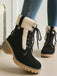 Bottines richelieu en nubuck à lacets, doublure peluche et talon épais - 4