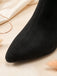 Bottines noires en flanelle à nœud, strass et talon conique