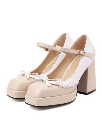 Chaussures à talons hauts et bout carré assortis avec nœud papillon