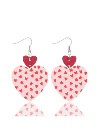 Boucles d'oreilles vintage en forme de cœur rose et rouge