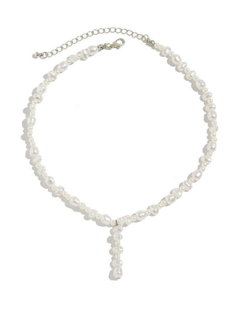 Collier blanche pendentif en perles