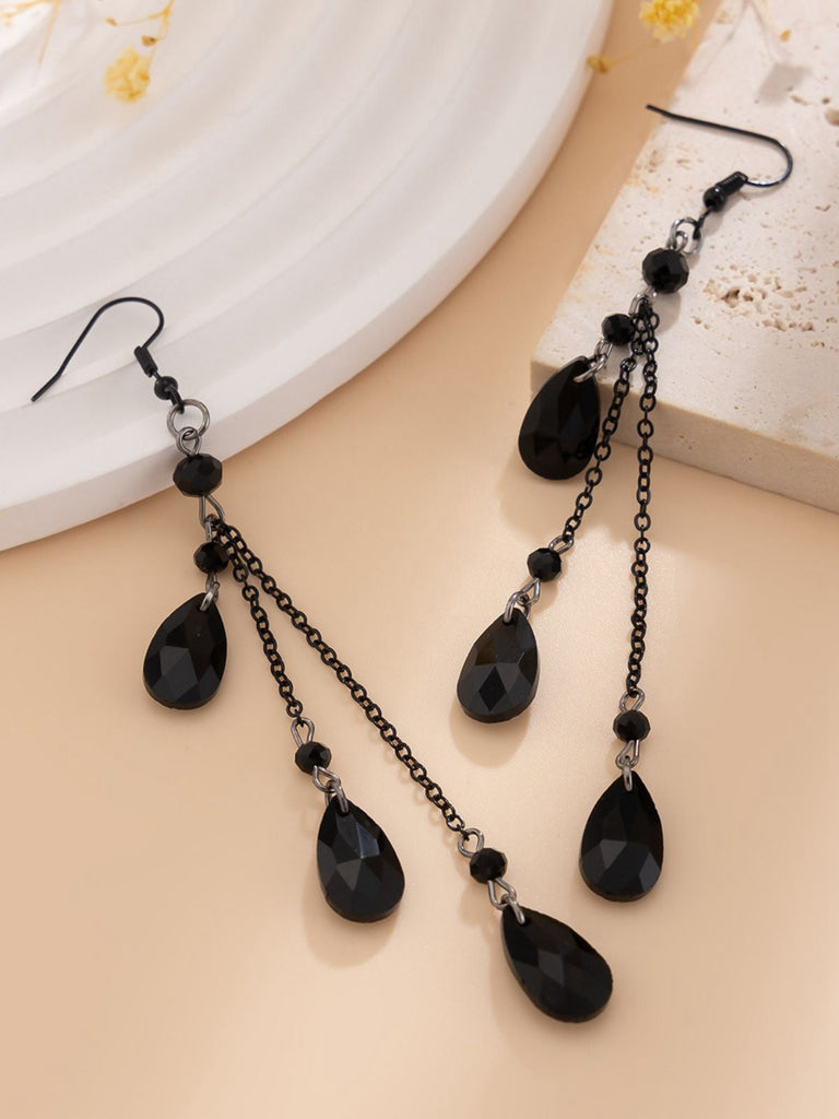 Boucles d'oreilles pendantes gothiques en forme de goutte d'eau