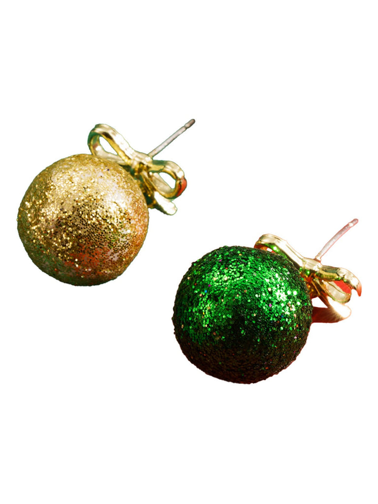 Boucles d'oreilles à tige en paillettes avec nœud en forme de boule de Noël