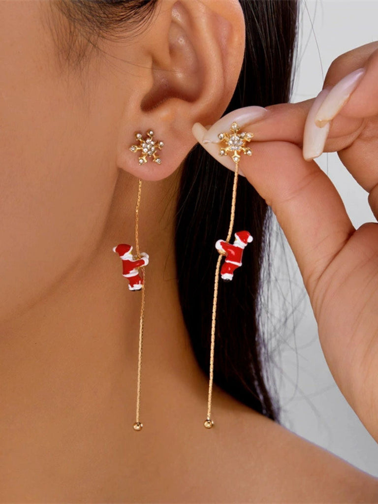 Boucles d'oreilles pendantes rouges Père Noël