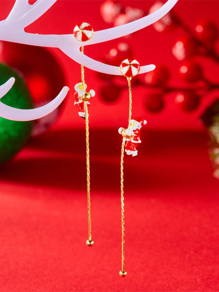 Boucles d'oreilles pendantes rouges Père Noël