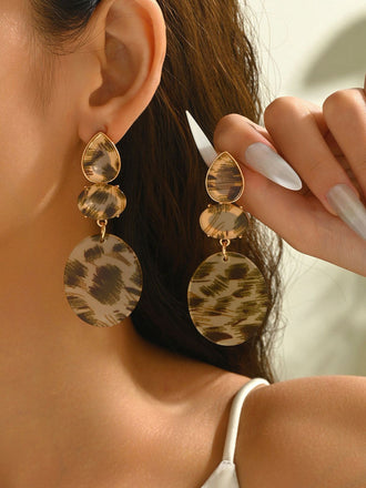 Boucles d'oreilles pendantes vintage à imprimé léopard