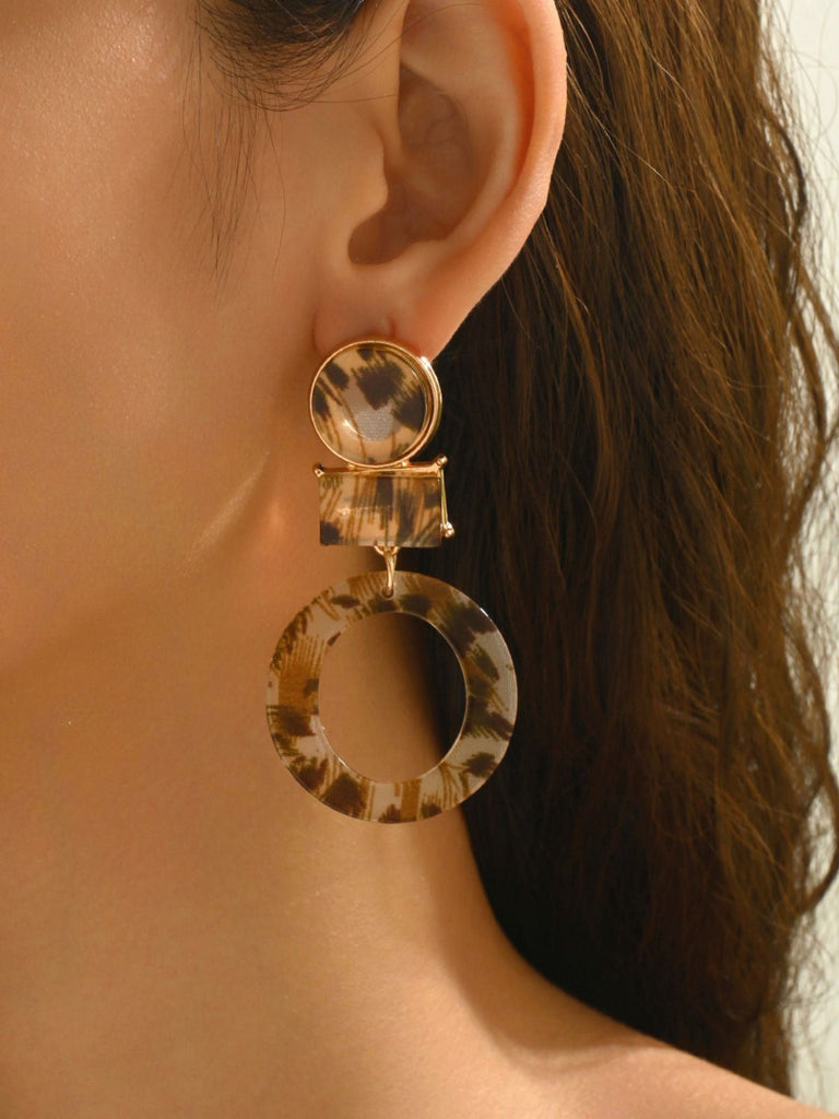 Boucles d'oreilles pendantes vintage à imprimé léopard