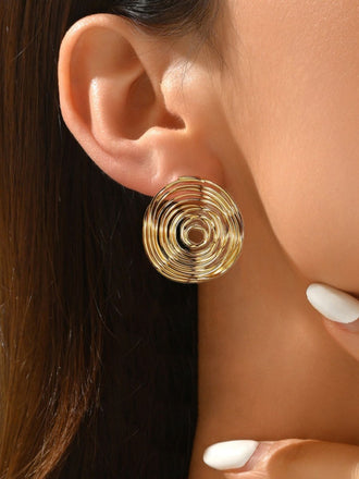 Boucles d'oreilles en alliage creux en spirale d'or