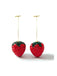 Rouge Étincelant Strass Fraise Boucles d'Oreilles Pendantes