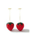 Boucles d'oreilles pendantes rouges strass fraises étincelantes