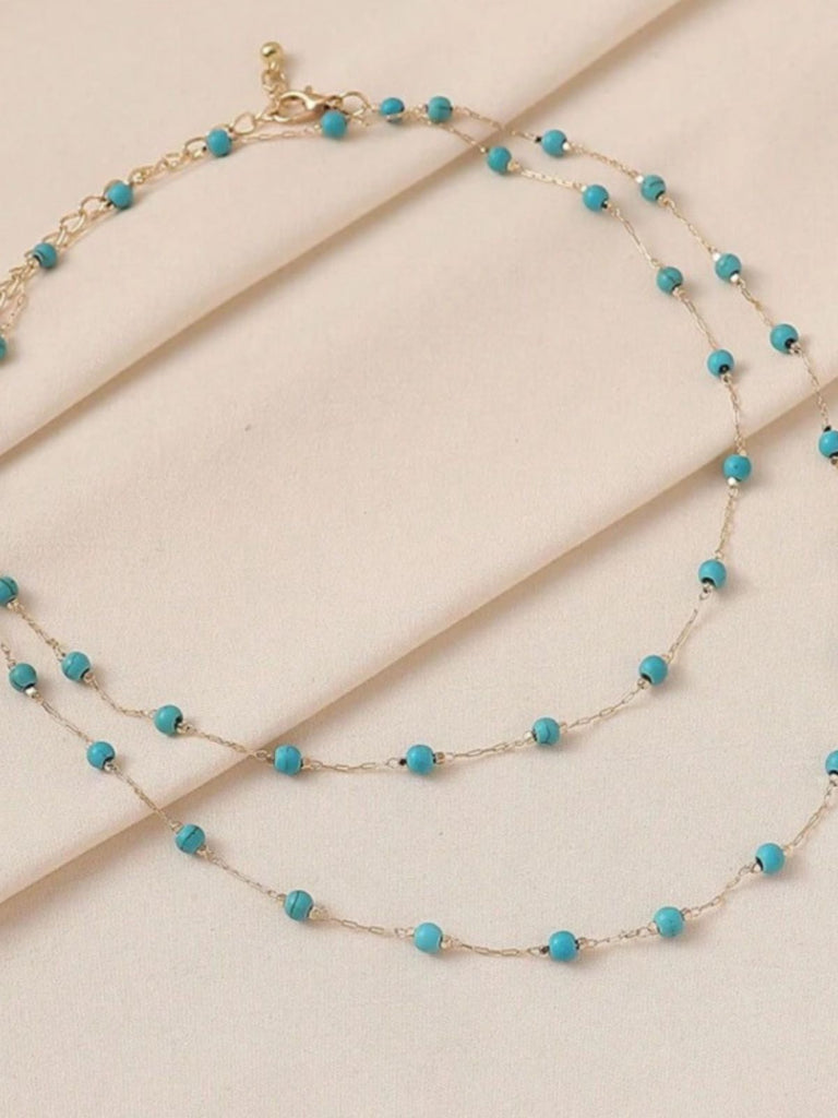 Collier Bohème Double Rang de Perles Turquoises 3