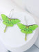 Boucles d'Oreilles Vintage Lune Papillon de Nuit Pendantes Vert 2