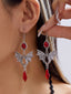 Boucles d'Oreilles Pendantes Gothiques Chauve-Souris et Pierres Précieuses