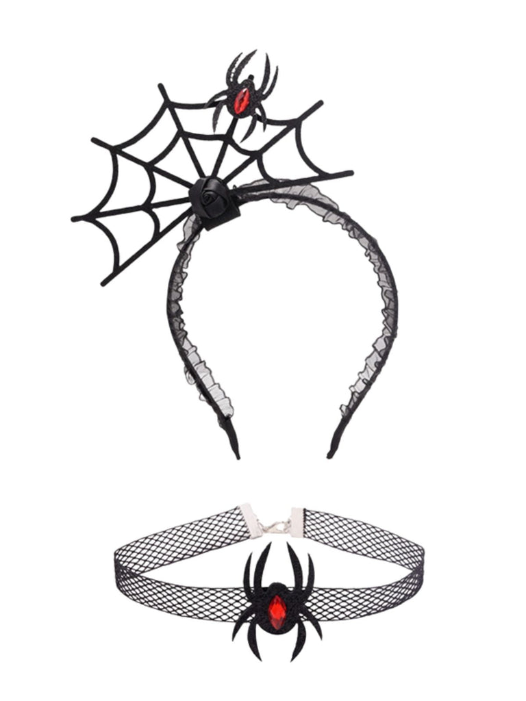 Ensemble gothique d’Halloween bandeau toile d’araignée et ras-de-cou en résille
