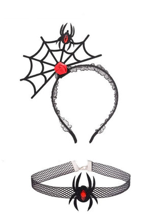 Ensemble gothique d’Halloween bandeau toile d’araignée et ras-de-cou en résille