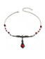 Collier gothique pendentif chauve-souris et pierre rouge rubis