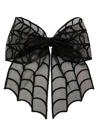 Nœud à cheveux gothique noir en tulle à toile d’araignée