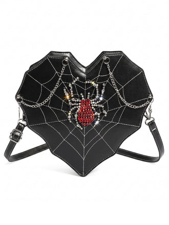 Sac à bandoulière gothique chauve-souris à toile d’araignée et strass