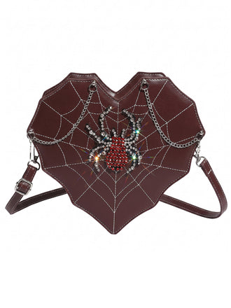 Sac à bandoulière gothique chauve-souris à toile d’araignée et strass