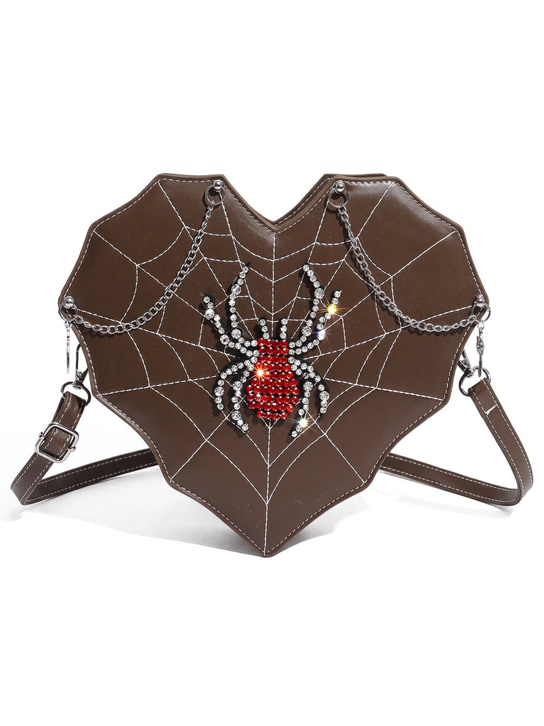 Sac à bandoulière gothique chauve-souris à toile d’araignée et strass