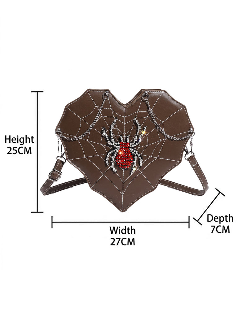 Sac à bandoulière gothique chauve-souris à toile d’araignée et strass