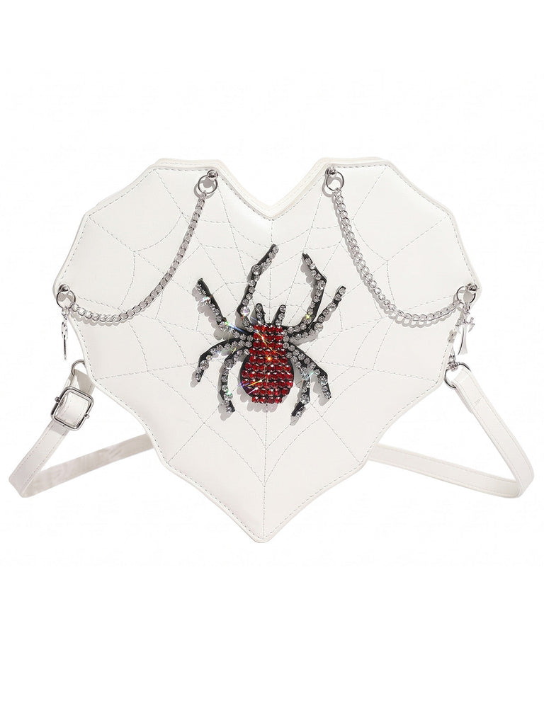 Sac à bandoulière gothique chauve-souris à toile d’araignée et strass