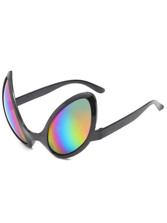 Lunettes de fête Space Age Alien à verres miroir arc-en-ciel